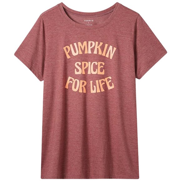 torrid Tops - TORRID 3X, 4X, 5X, Large - PUMPKIN SPICE FOR LIFE Classic Fit T-Shirt NEW